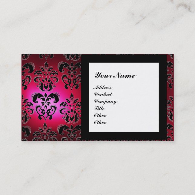 Carte De Visite DAMASK GEM STONE MONOGRAM rouge bordeaux (Devant)
