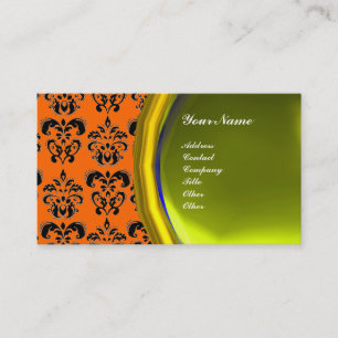 Carte De Visite DAMASK GEM STONE MONOGRAM, topaz jaune, violet