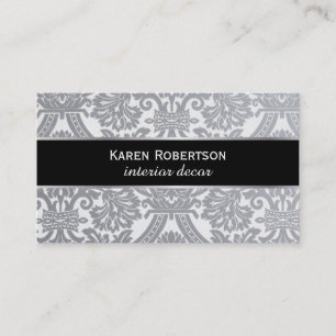 Carte De Visite Damask Gray / black band / silver