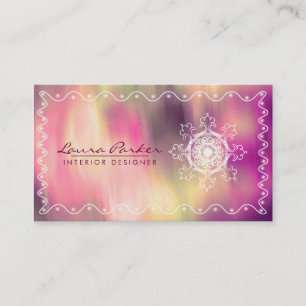 Carte De Visite Damask Mandala Aquarelle Artiste élégant Vintage