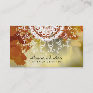 Carte De Visite Damask Mandala Aquarelle Or Artiste élégant