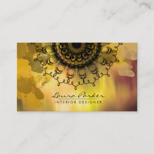 Carte De Visite Damask Mandala Aquarelle Or Artiste élégant
