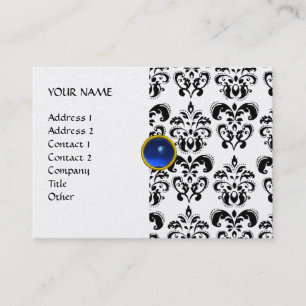 Carte De Visite DAMASK MON RUBY bleu vif noir blanc perle