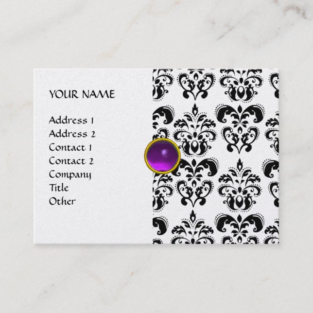 Carte De Visite DAMASK MON RUBY perle d'or gris violet clair (Devant)