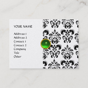 Carte De Visite DAMASK MON RUBY vert clair gris or