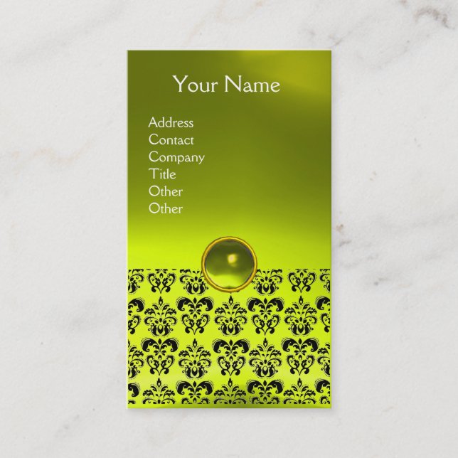 Carte De Visite DAMASK MONOGRAM gemme jaune (Devant)