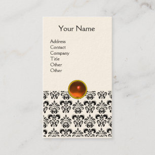 Carte De Visite DAMASK MONOGRAS crème glacée orange