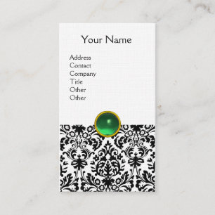 Carte De Visite DAMASK MONOGRAS - Gem lin vert