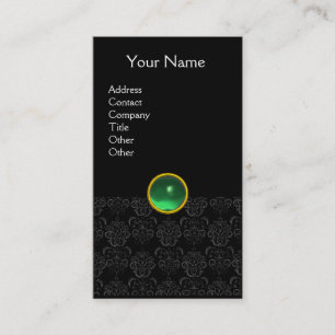 Carte De Visite DAMASK MONOGRAS gemme vert noir