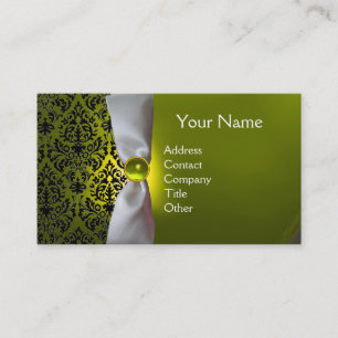 Carte De Visite DAMASK MONOGRAS ruban blanc noir jaune