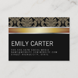 Carte De Visite Damask Pattern Gold Executive