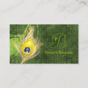 Carte De Visite Damask Peacock Feather Professional