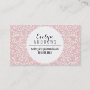 Carte De Visite DAMASK SIMPLE SPOT motif cool rose pâle gris