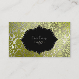 Carte De Visite Damassé baroque argentée /black de Faux
