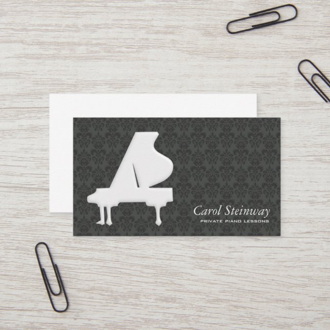 Carte De Visite Damassé de piano (Devant/Arrière en situation)