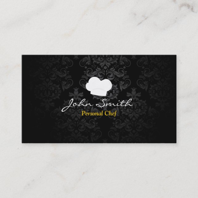Carte De Visite Damassé foncée élégante de chef personnel (Devant)