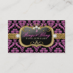 Carte De Visite damassé Noir de Bling de la framboise 311-Golden