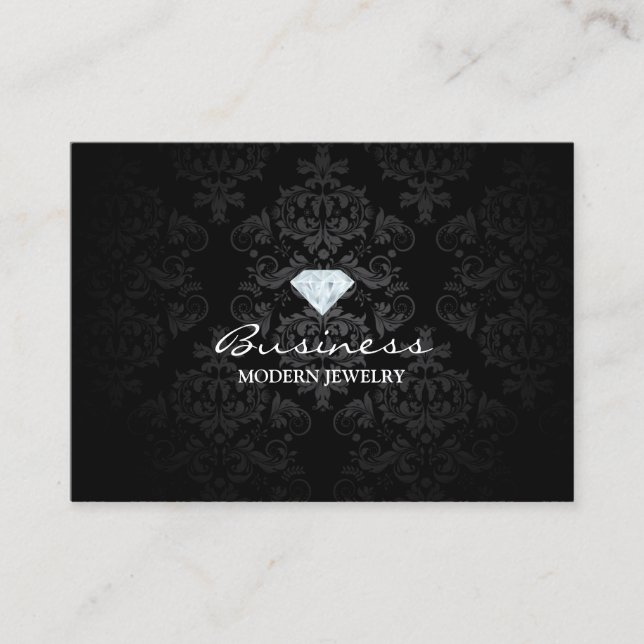 Carte De Visite Damassé noire classique de bijoux modernes (Devant)