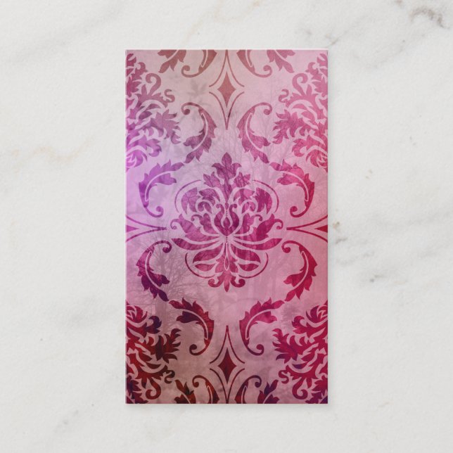 Carte De Visite Damassé, ombres et brouillard, framboise et rose (Devant)