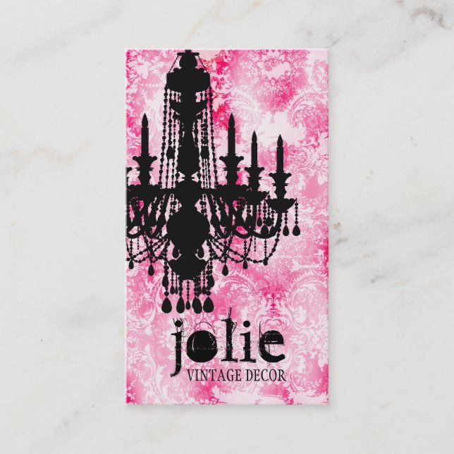 Carte De Visite Damassé rose blanche de lustre de Jolie de (Devant)