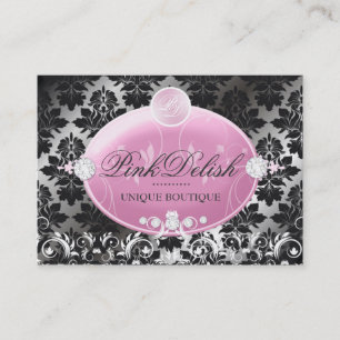 Carte De Visite Damassé rose de Blackberry de monogramme de 311
