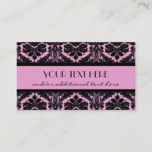 Carte De Visite Damassé rose et noire