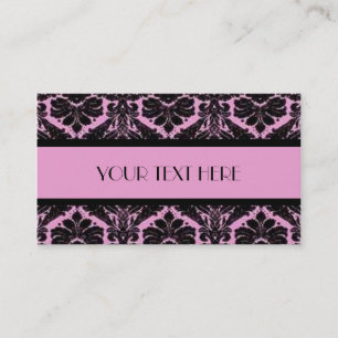 Carte De Visite Damassé rose et noire