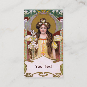 Carte De Visite Dame Art nouveau avec Lys