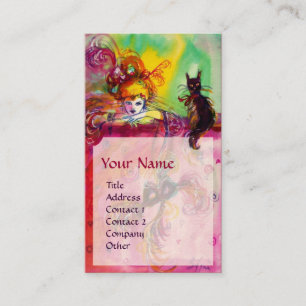 Carte De Visite DAME AVEC CHAT NOIR / Bal mascarade vénitienne