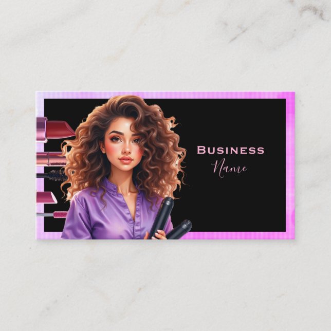 Carte De Visite Dame de maquillage de couleur foncée (Devant)