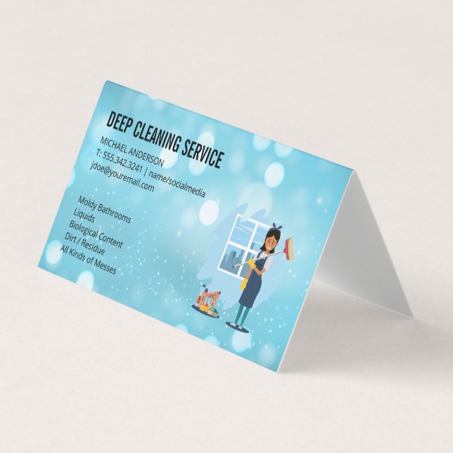 Carte De Visite Dame de nettoyage | Service de nettoyage (Devant)