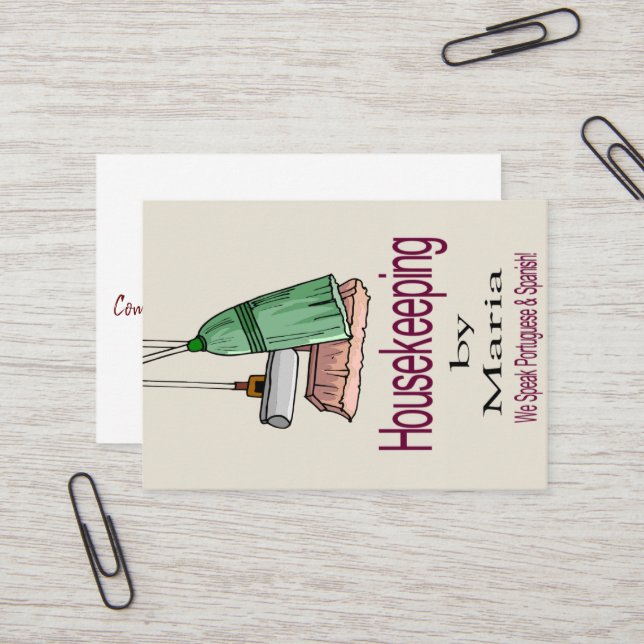 Carte de visite, Dame du ménage (Devant/Arrière en situation)