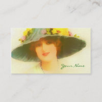 Dame vintage avec chapeau de printemps