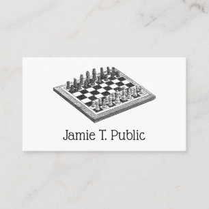 Carte De Visite Damier et pièces de jeu d'échecs Art vintage