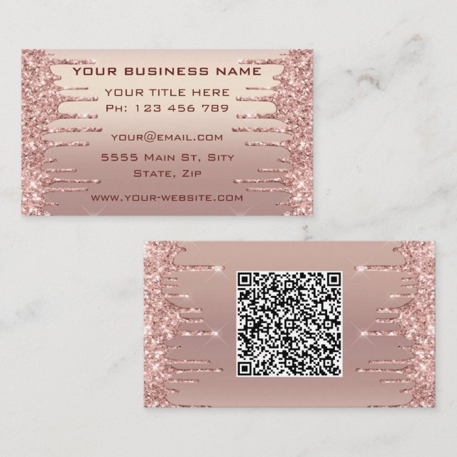 Carte de visite d'analyse de code QR rose Gold Blu (Devant / Derrière)
