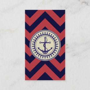 Carte De Visite D'Ancre bleu marine rouge de Chevron vers le bas
