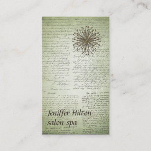 Carte De Visite Dandelion de script vintage romantique professionn