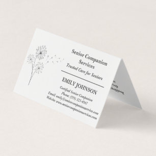 Carte De Visite Dandelion noir et blanc Senior Companion