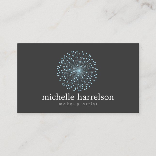 Carte De Visite DANDELION STARBURST LOGO en BLEU sur gris foncé (Devant)
