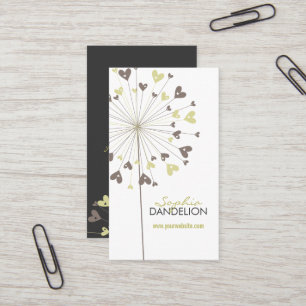 Carte De Visite Dandelions Brown Whimsical Love Hearts Modern Chic