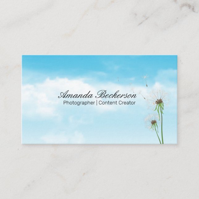 Carte De Visite Dandelions dans le ciel (Devant)