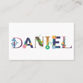 Carte De Visite DANIEL Nom Art Avec Fleurs Brodées