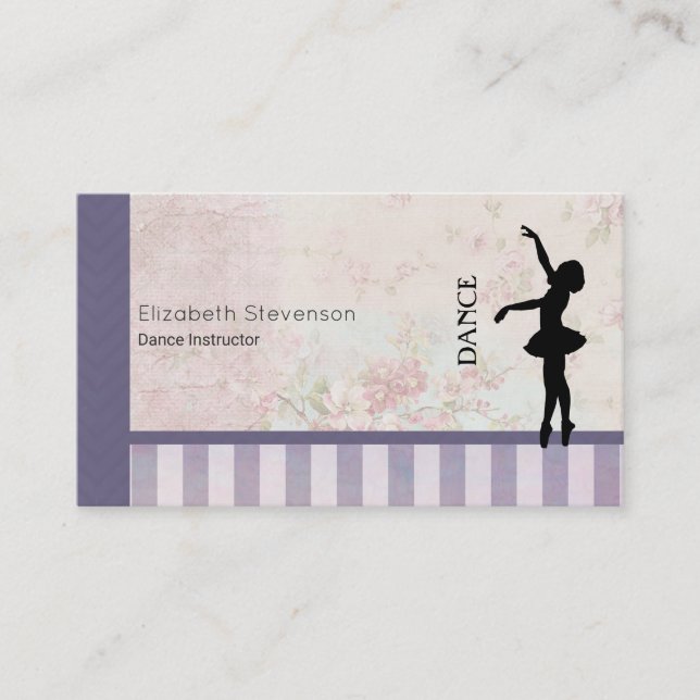 Carte De Visite Danse - Ballerina Silhouette sur Arrière - plan Vi (Devant)