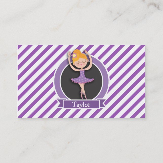 Carte De Visite Danseur de ballet de fille; Ballerina; violet et b (Dos)