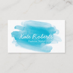 Carte de visite d'aquarelle bleu Aqua créatif