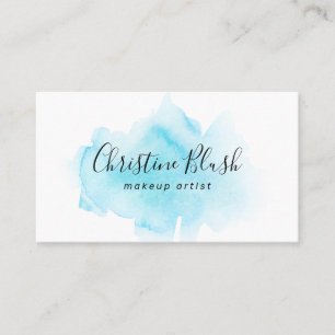 Carte de visite d'aquarelle bleu élégant Splash 