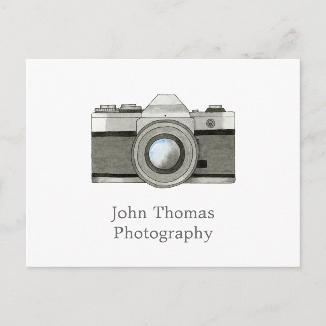 Carte de visite d'aquarelle de caméra reflex vinta (Devant)