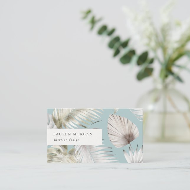 Carte de visite d'aquarelle florale tropicale doré (Debout devant)