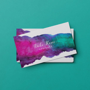 Carte de visite d'aquarelle Magenta et Aqua Abstra