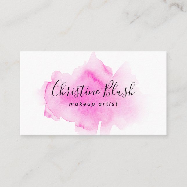 Carte de visite d'aquarelle rose élégant Splash MU (Devant)